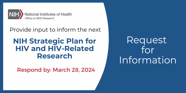 Provide input to inform the next NIH Strategic Plan for HIV and HIV-Related Research