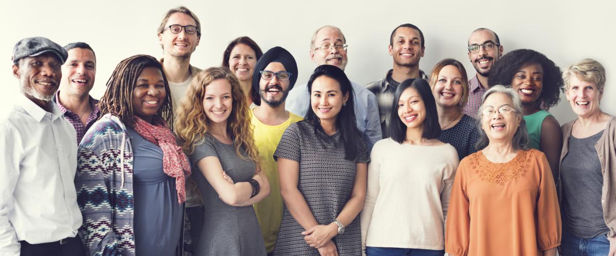 Diverse group of  people standing side-by-side