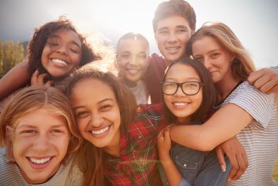 Happy group of teen friends